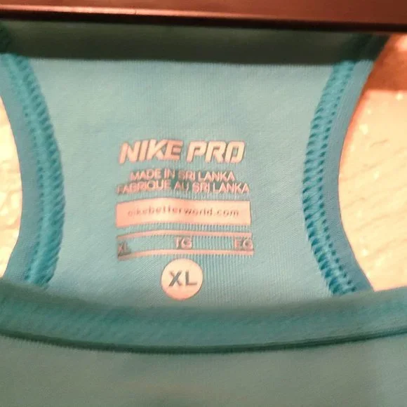 Nike Pro Womens Sports Bra Blue XL Plus Size Racerback Logo - Picture 2 of 6
